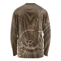 Brown Polynesia Plumeria Tattoo Long Sleeve Shirt