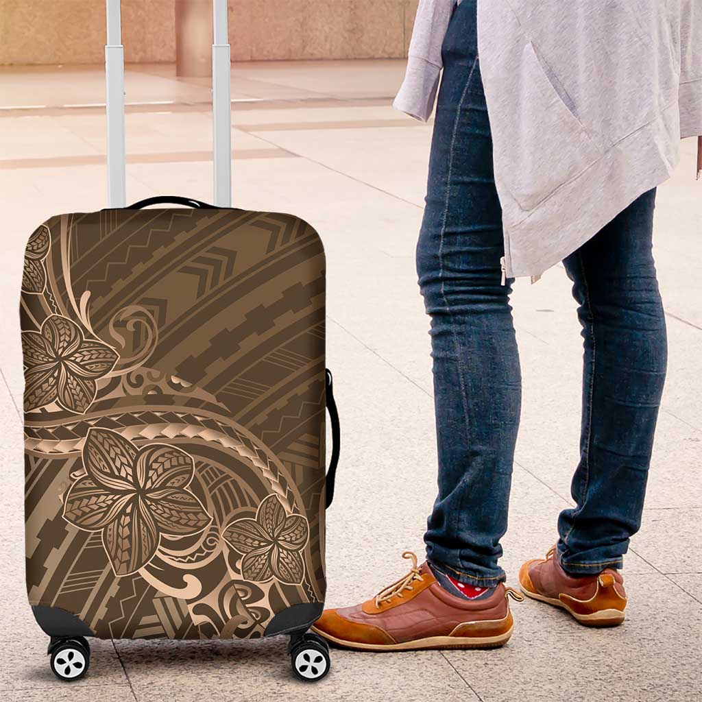Brown Polynesia Plumeria Tattoo Luggage Cover