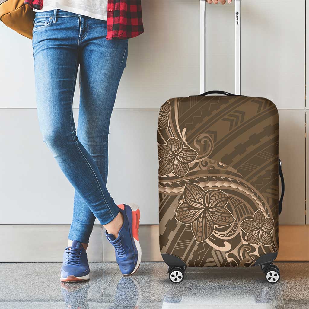 Brown Polynesia Plumeria Tattoo Luggage Cover