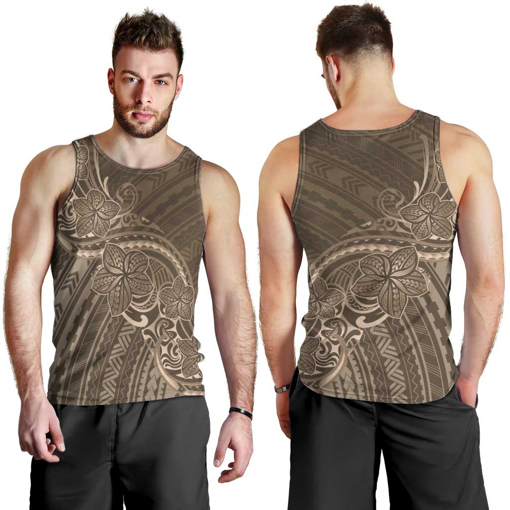 Brown Polynesia Plumeria Tattoo Men Tank Top