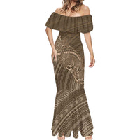 Brown Polynesia Plumeria Tattoo Mermaid Dress LT14 - Polynesian Pride