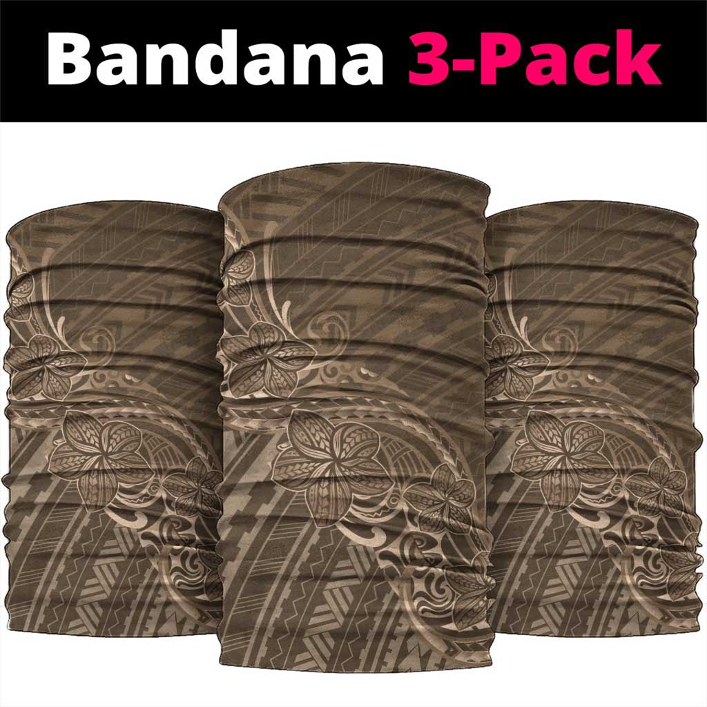 Brown Polynesia Plumeria Tattoo Neck Gaiter