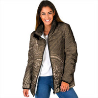Brown Polynesia Plumeria Tattoo Padded Jacket LT14 Women Brown - Polynesian Pride