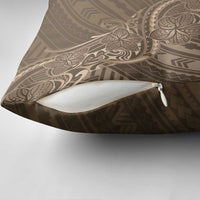 Brown Polynesia Plumeria Tattoo Pillow Cover