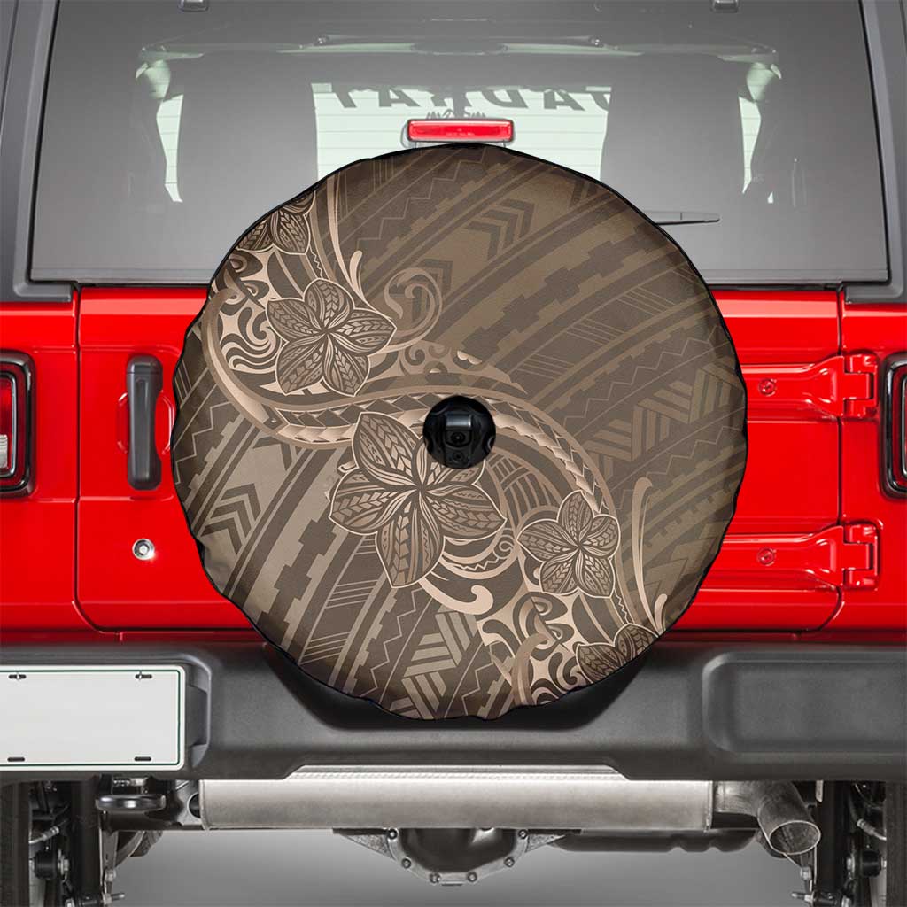 Brown Polynesia Plumeria Tattoo Spare Tire Cover LT14 - Polynesian Pride