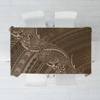 Brown Polynesia Plumeria Tattoo Tablecloth