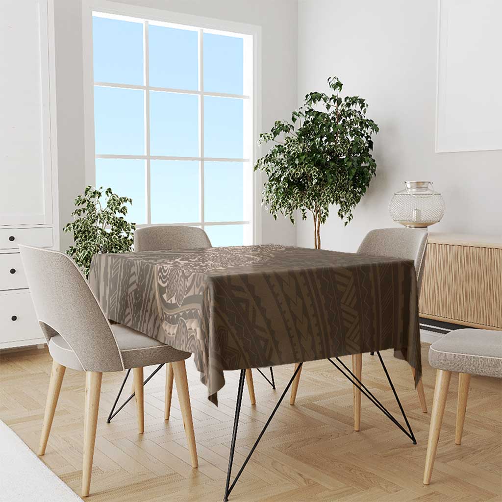 Brown Polynesia Plumeria Tattoo Tablecloth