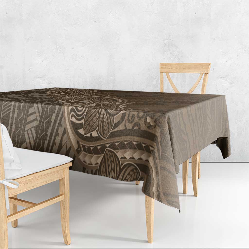 Brown Polynesia Plumeria Tattoo Tablecloth