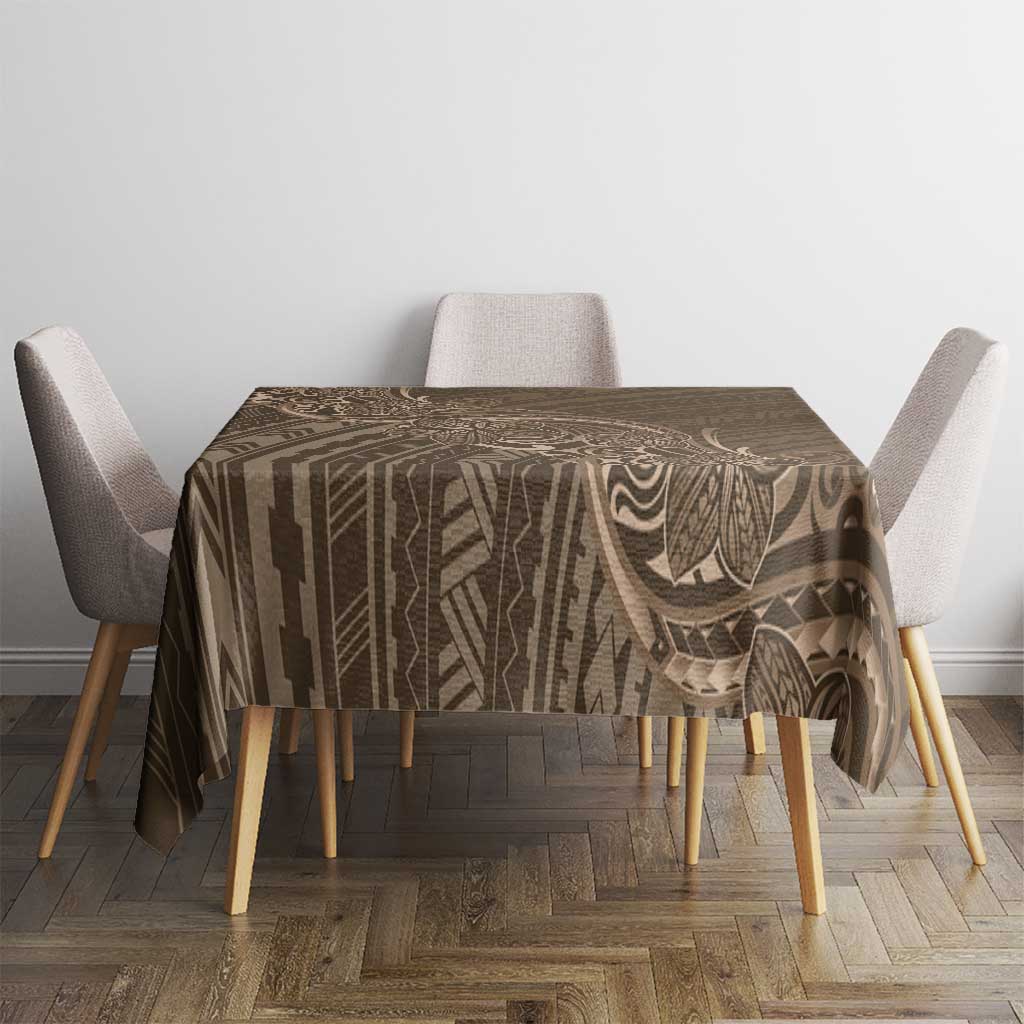 Brown Polynesia Plumeria Tattoo Tablecloth