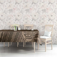 Brown Polynesia Plumeria Tattoo Tablecloth