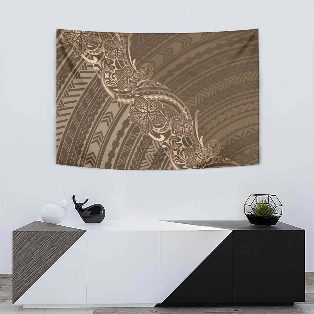 Brown Polynesia Plumeria Tattoo Tapestry