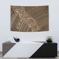 Brown Polynesia Plumeria Tattoo Tapestry