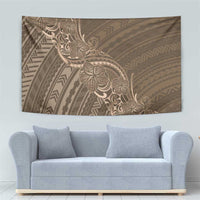 Brown Polynesia Plumeria Tattoo Tapestry