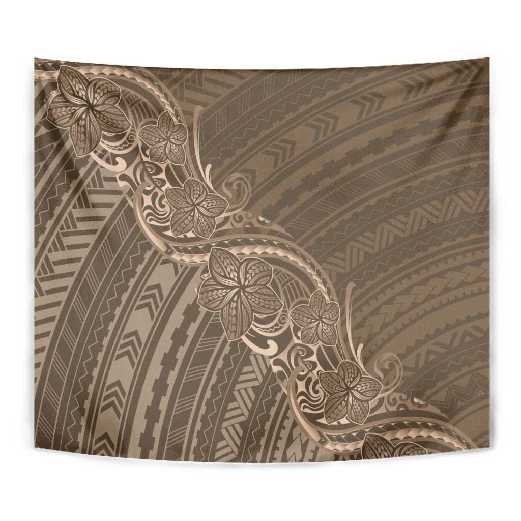 Brown Polynesia Plumeria Tattoo Tapestry