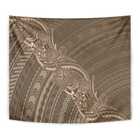Brown Polynesia Plumeria Tattoo Tapestry