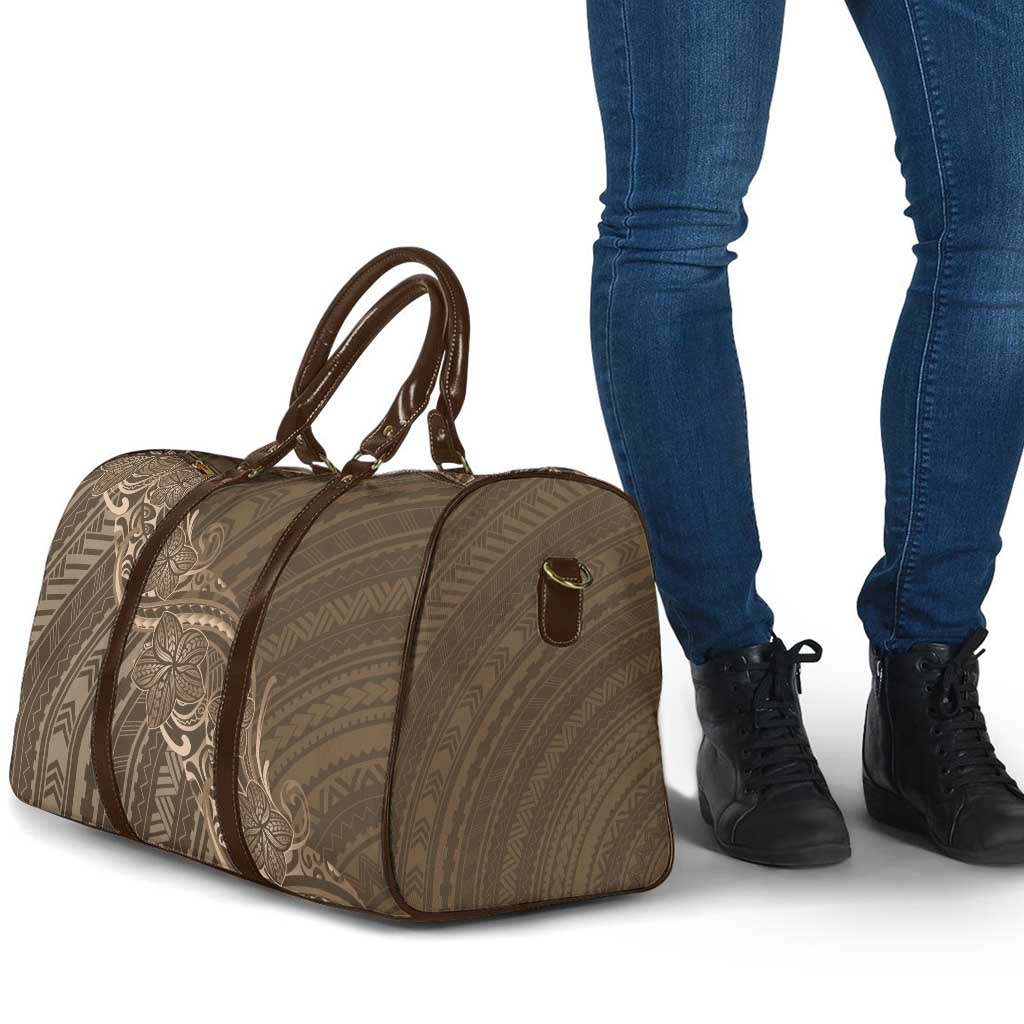 Brown Polynesia Plumeria Tattoo Travel Bag