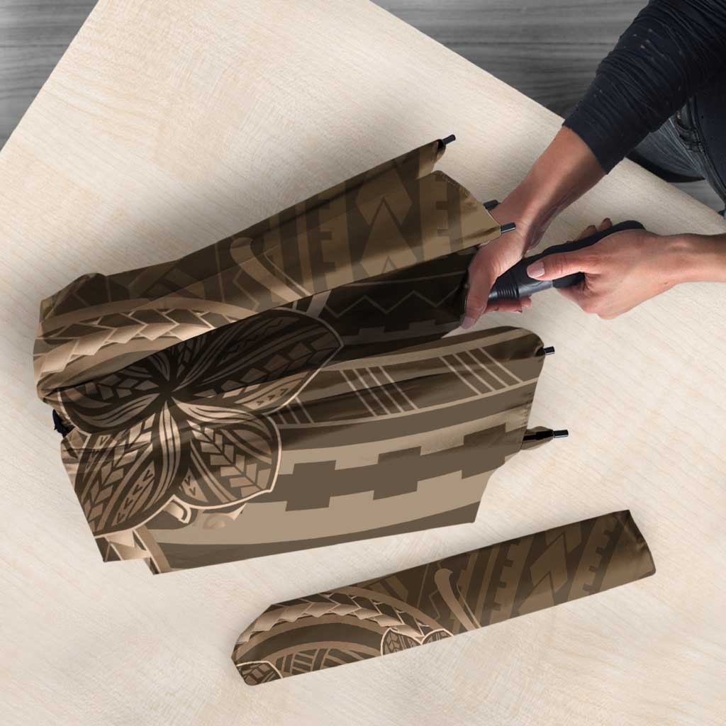 Brown Polynesia Plumeria Tattoo Umbrella