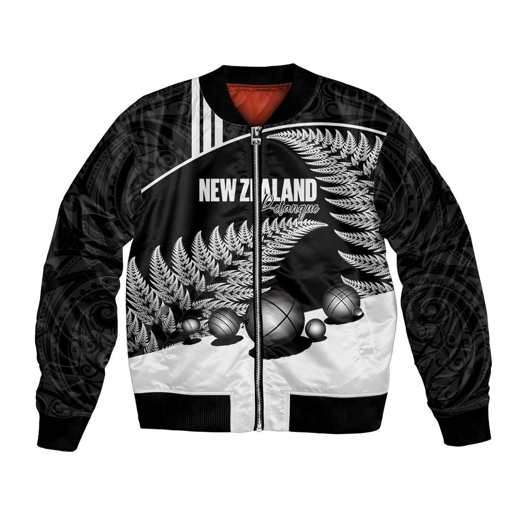 Custom New Zealand Silver Fern Petanque Bomber Jacket Aotearoa Maori Pattern