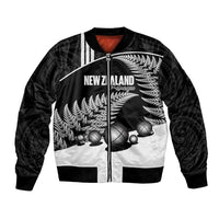 Custom New Zealand Silver Fern Petanque Bomber Jacket Aotearoa Maori Pattern