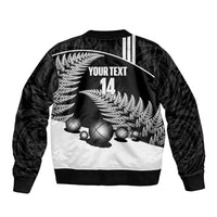 Custom New Zealand Silver Fern Petanque Bomber Jacket Aotearoa Maori Pattern