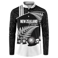 Custom New Zealand Silver Fern Petanque Button Sweatshirt Aotearoa Maori Pattern