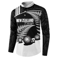 Custom New Zealand Silver Fern Petanque Button Sweatshirt Aotearoa Maori Pattern