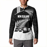 Custom New Zealand Silver Fern Petanque Button Sweatshirt Aotearoa Maori Pattern