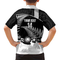 Custom New Zealand Silver Fern Petanque Kid Hawaiian Shirt Aotearoa Maori Pattern