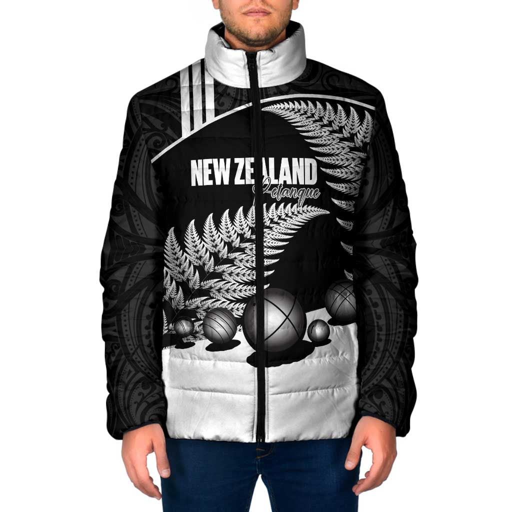 Custom New Zealand Silver Fern Petanque Padded Jacket Aotearoa Maori Pattern