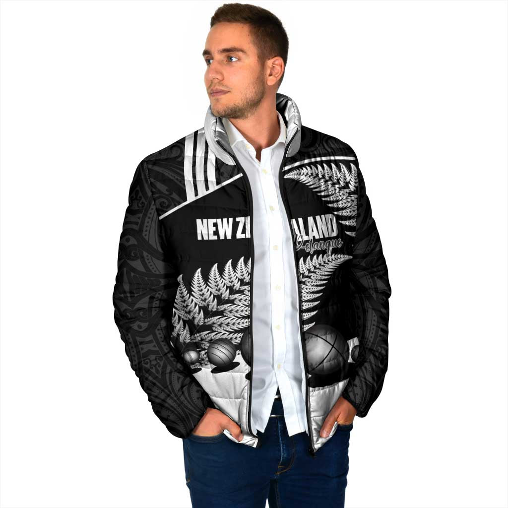 Custom New Zealand Silver Fern Petanque Padded Jacket Aotearoa Maori Pattern