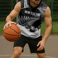 Custom New Zealand Silver Fern Petanque Sleeveless Hoodie Aotearoa Maori Pattern