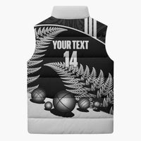 Custom New Zealand Silver Fern Petanque Sleeveless Puffer Jacket Aotearoa Maori Pattern LT14 - Polynesian Pride