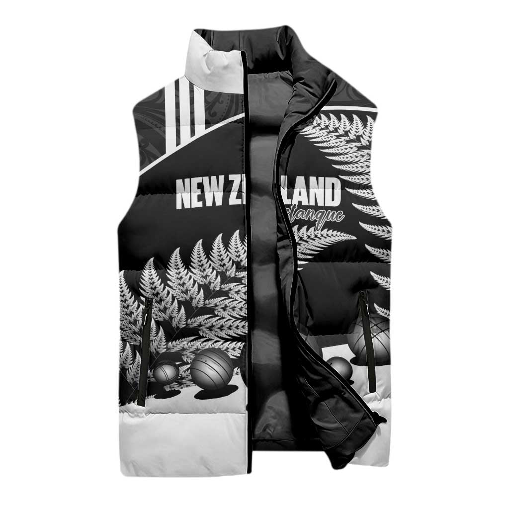 Custom New Zealand Silver Fern Petanque Sleeveless Puffer Jacket Aotearoa Maori Pattern LT14 - Polynesian Pride