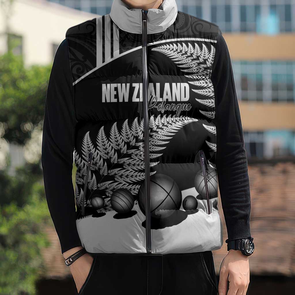 Custom New Zealand Silver Fern Petanque Sleeveless Puffer Jacket Aotearoa Maori Pattern LT14 - Polynesian Pride