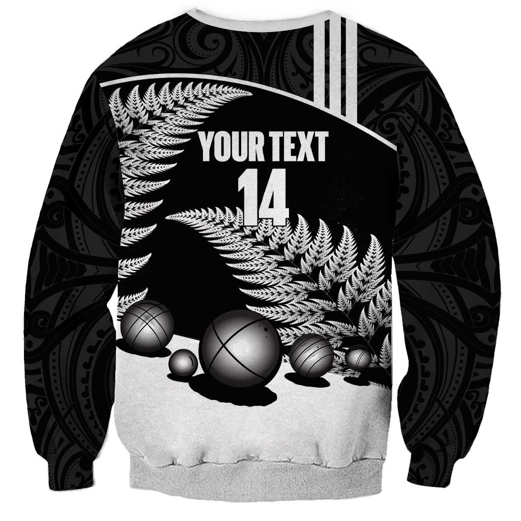 Custom New Zealand Silver Fern Petanque Sweatshirt Aotearoa Maori Pattern