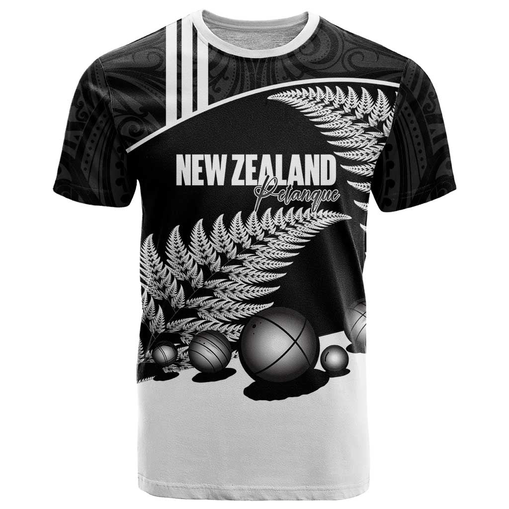Custom New Zealand Silver Fern Petanque T Shirt Aotearoa Maori Pattern