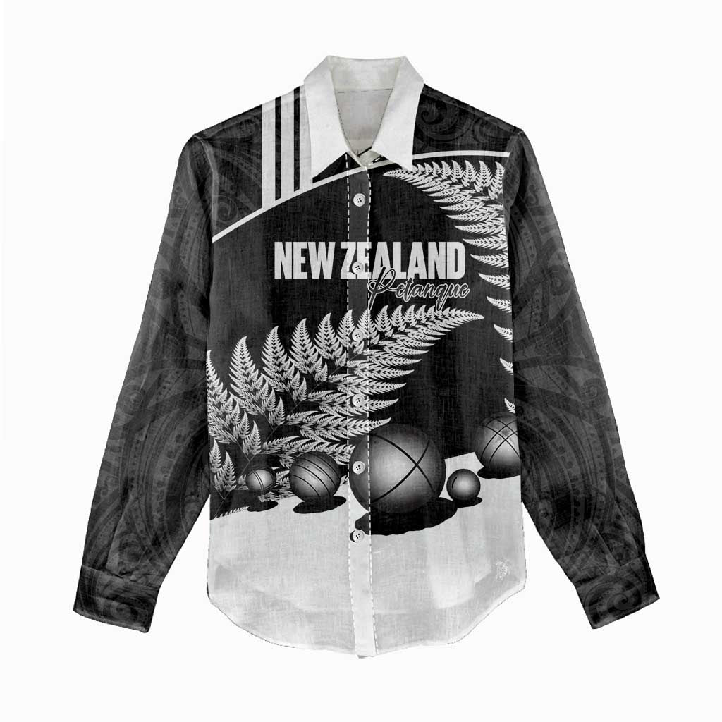 Custom New Zealand Silver Fern Petanque Women Casual Shirt Aotearoa Maori Pattern LT14 - Polynesian Pride