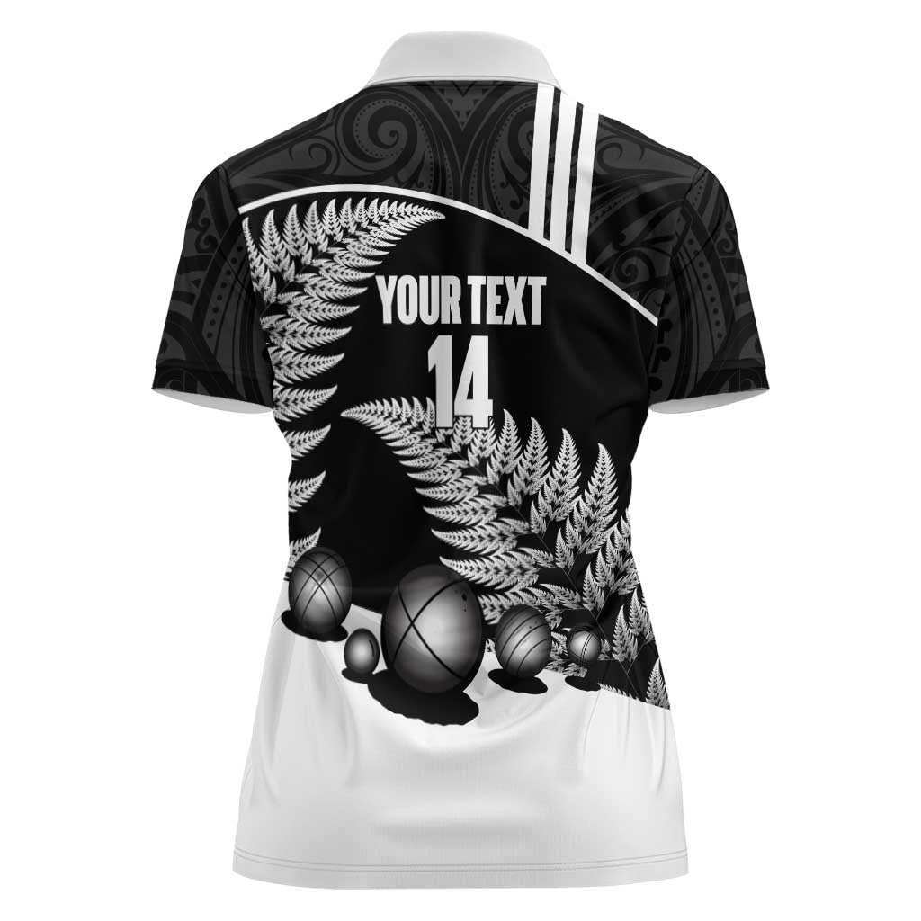 Custom New Zealand Silver Fern Petanque Women Polo Shirt Aotearoa Maori Pattern LT14 - Polynesian Pride