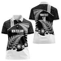 Custom New Zealand Silver Fern Petanque Women Polo Shirt Aotearoa Maori Pattern LT14 - Polynesian Pride