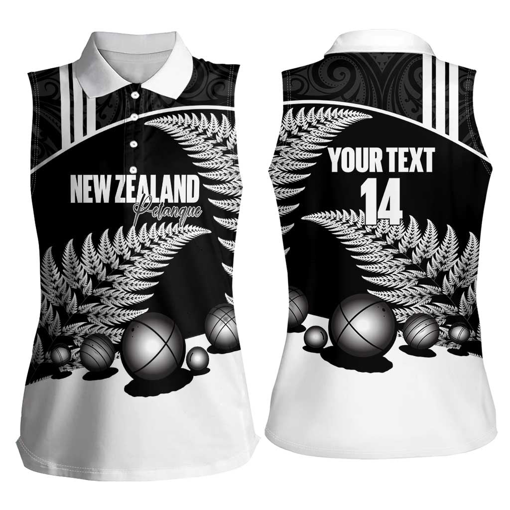 Custom New Zealand Silver Fern Petanque Women Sleeveless Polo Shirt Aotearoa Maori Pattern LT14 - Polynesian Pride