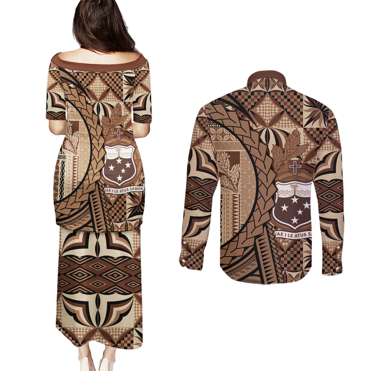 Samoa Siapo Couples Matching Puletasi and Long Sleeve Button Shirt Happy Independence Day Vintage Vibes