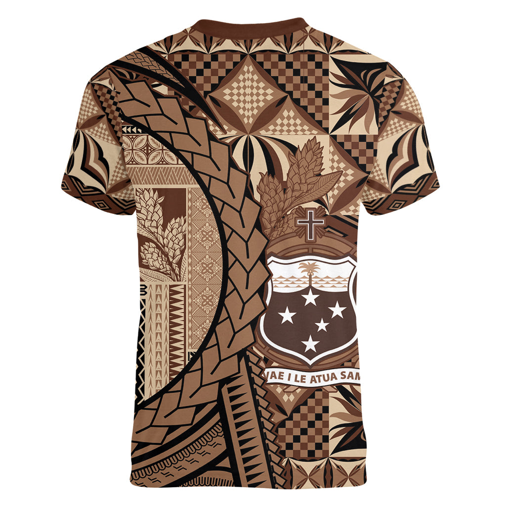 Samoa Siapo Women V-Neck T-Shirt Happy Independence Day Vintage Vibes