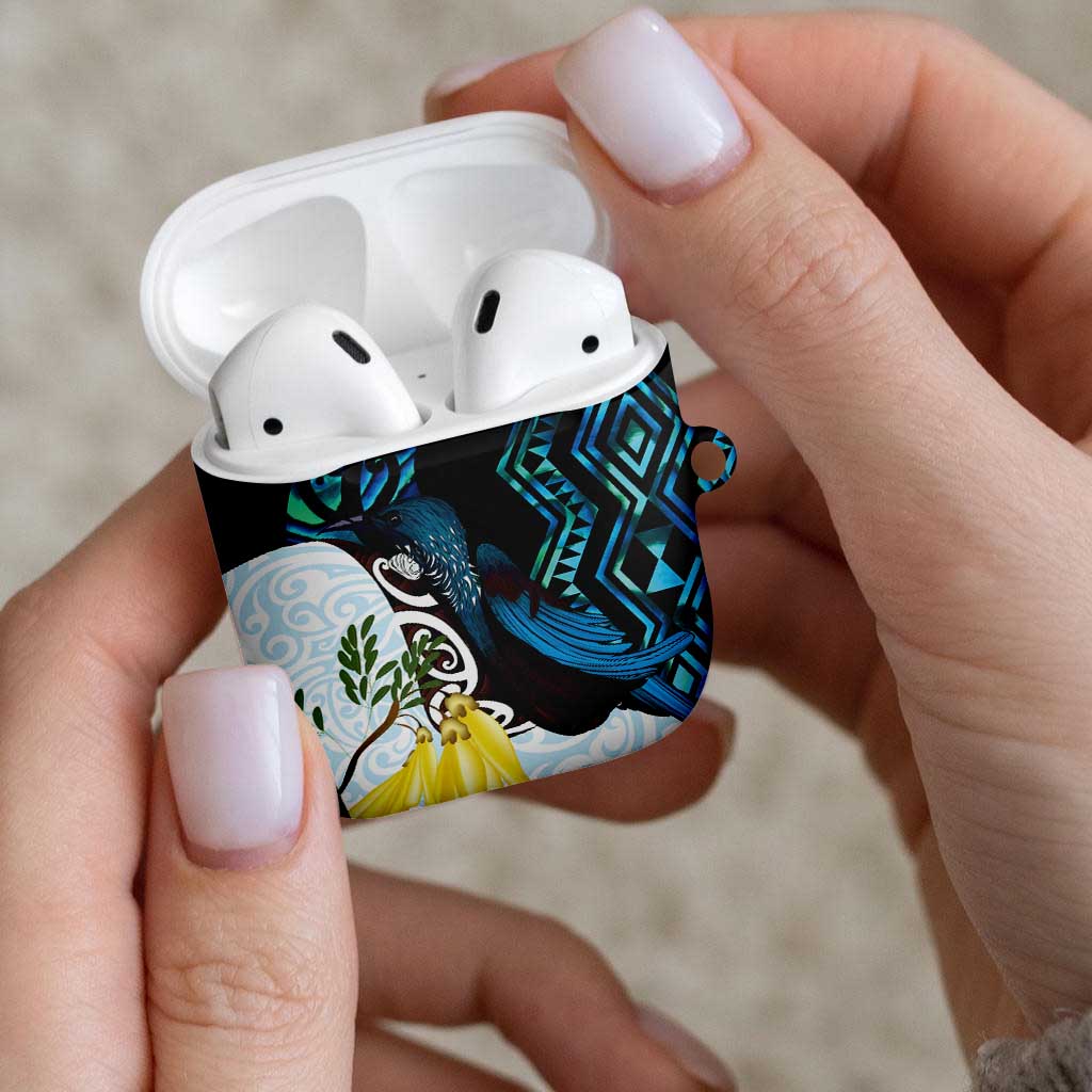 New Zealand Silver Fern Tui Bird AirPods Case Maori Kowhai Paua Shell Taniko Motifs - Polynesian Pride