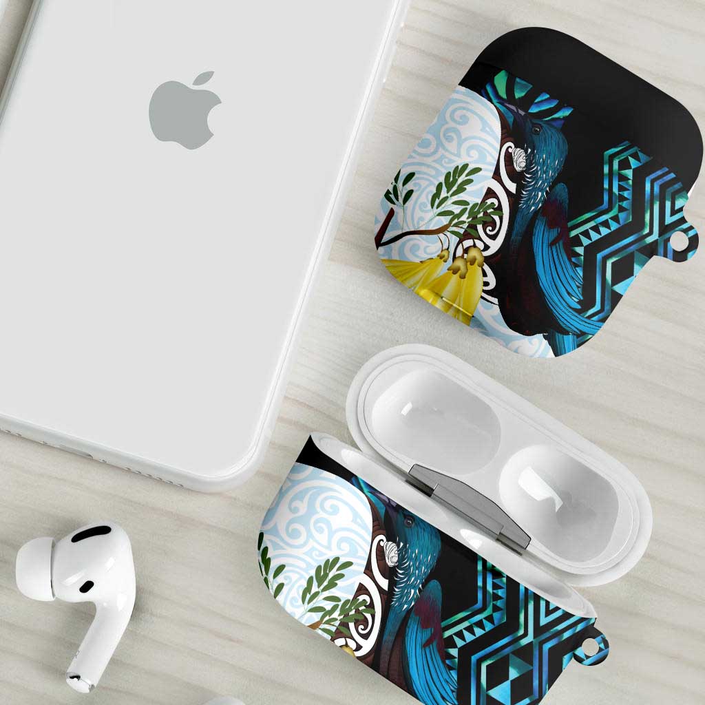 New Zealand Silver Fern Tui Bird AirPods Case Maori Kowhai Paua Shell Taniko Motifs - Polynesian Pride