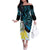 New Zealand Silver Fern Tui Bird Family Matching Off The Shoulder Long Sleeve Dress and Hawaiian Shirt Maori Kowhai Paua Shell Taniko Motifs