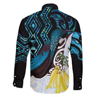 New Zealand Silver Fern Tui Bird Family Matching Puletasi and Hawaiian Shirt Maori Kowhai Paua Shell Taniko Motifs LT14 - Polynesian Pride