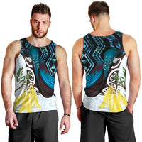 New Zealand Silver Fern Tui Bird Men Tank Top Maori Kowhai Paua Shell Taniko Motifs