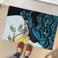 New Zealand Silver Fern Tui Bird Rubber Doormat Maori Kowhai Paua Shell Taniko Motifs LT14 - Polynesian Pride
