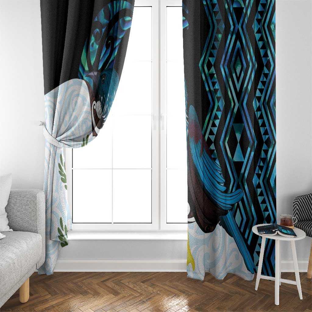 New Zealand Silver Fern Tui Bird Window Curtain Maori Kowhai Paua Shell Taniko Motifs