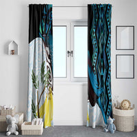 New Zealand Silver Fern Tui Bird Window Curtain Maori Kowhai Paua Shell Taniko Motifs